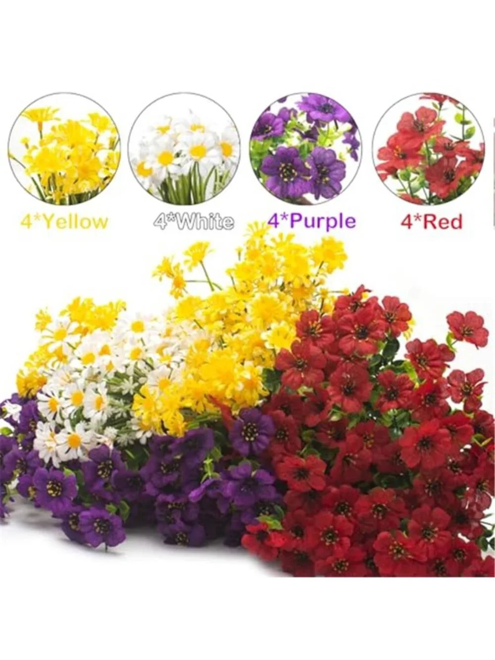 Artificial Outdoor Flowers UV Resistant Faux Plants Daisy Porch Decor Set